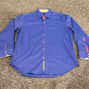 Robert Graham Blue Shirt with Red and Yellow Details